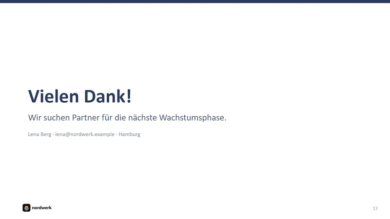 Vorher: „Vielen Dank! Wir suchen Partner.“ Kein Betrag, kein Plan.